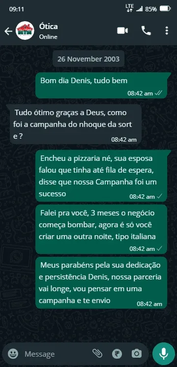 Depoimento Ótica - Cliente satisfeito com campanha de sucesso